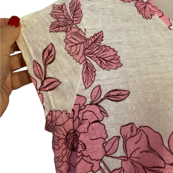 GORGEOUS     Floral Cap Sleeve Linen Top   LARGE         #2 - Picture 3 of 8